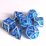 Die Hard Dice Die Hard Dice - Metal 7 Set - Gravehold - Silver w/ Blue