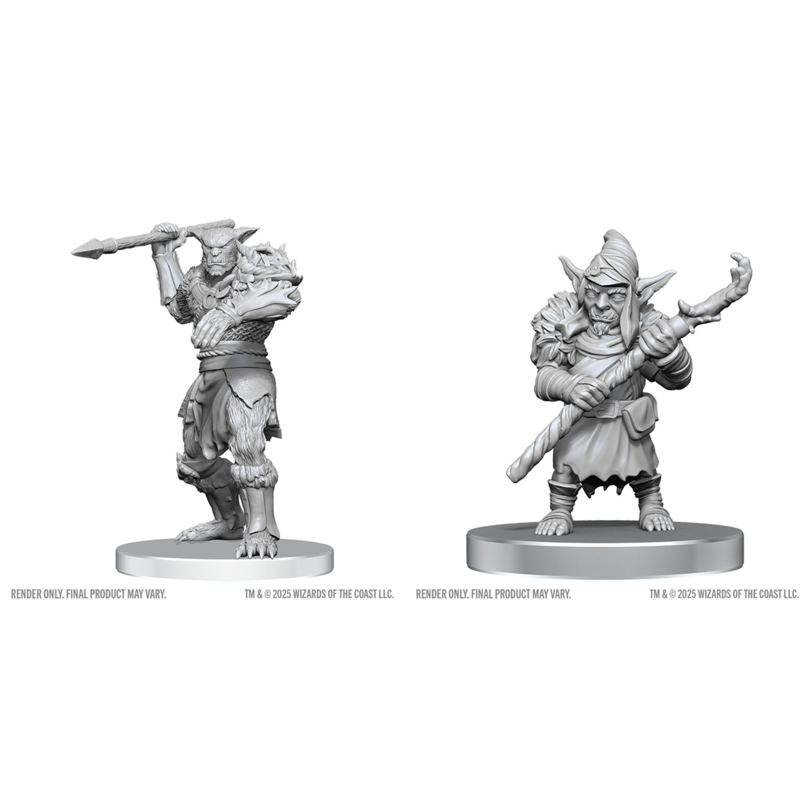 Wiz Kids Unpainted Miniatures: Bugbear Stalker & Goblin Hexer - D&D - W28