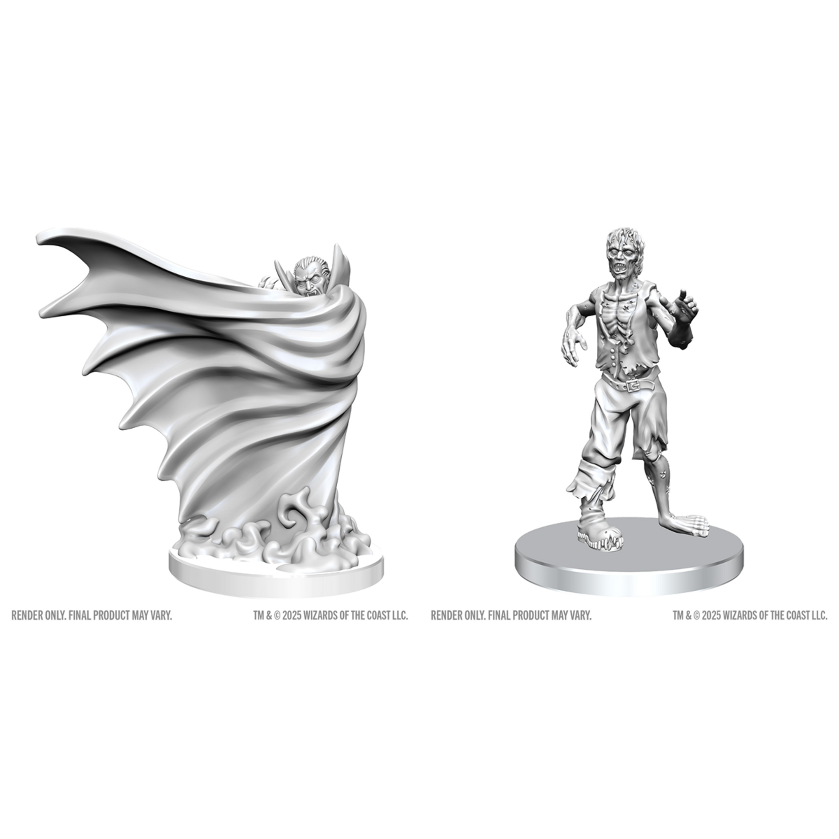Wiz Kids Unpainted Miniatures: Classic Vampire & Classic Zombie - D&D - W28