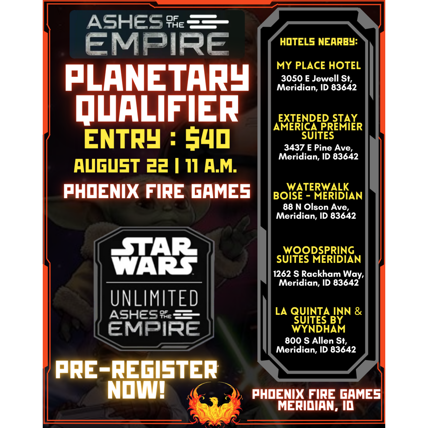 Star Wars: Unlimited - Ashes of the Empire Planetary Qualifier Event Entry