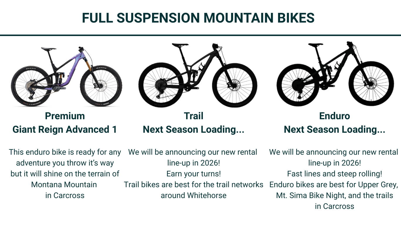 Full Suspension Mountain Bikes Rental Fleet