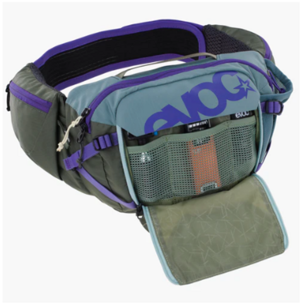 EVOC Hip Pack Pro 3 +1.5L Bladder, Steel/ Violet/ Dark Olive