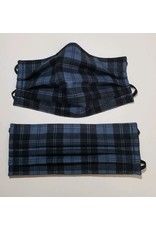 Snori Dori Design Snori Dori Design 3 Layer Dark Blue/Black Plaid Face Mask