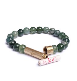 Wishbeads Wishbeads Polished Grass Agate Intention Bracelet (W)