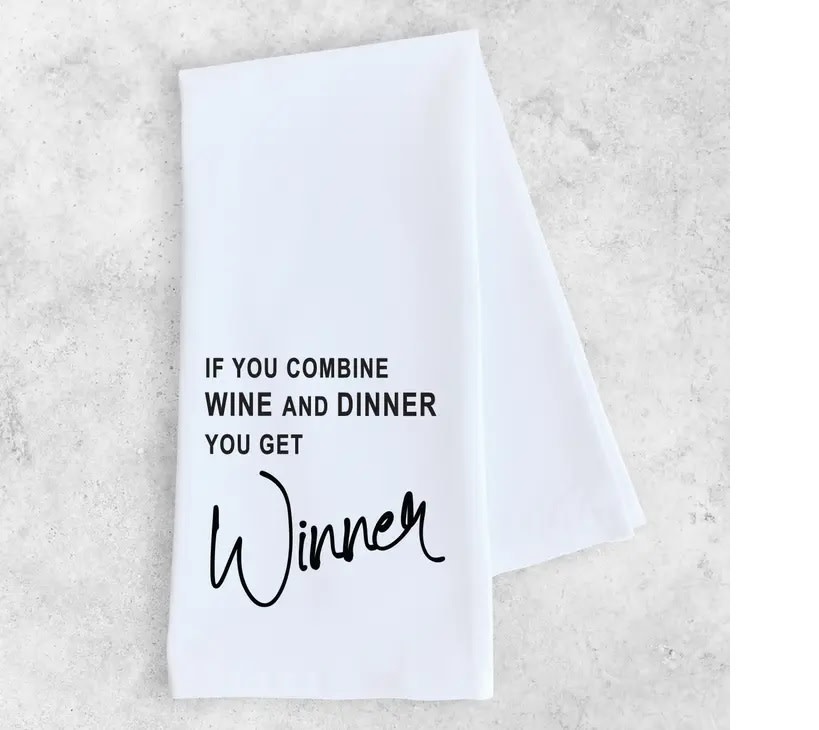 Dev D + Co Dev D + Co Wine+Dinner=Winner Tea Towel