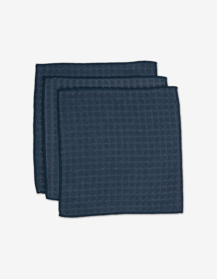Geometry Geometry Midnight Blue Waffle Washcloth Set (3)
