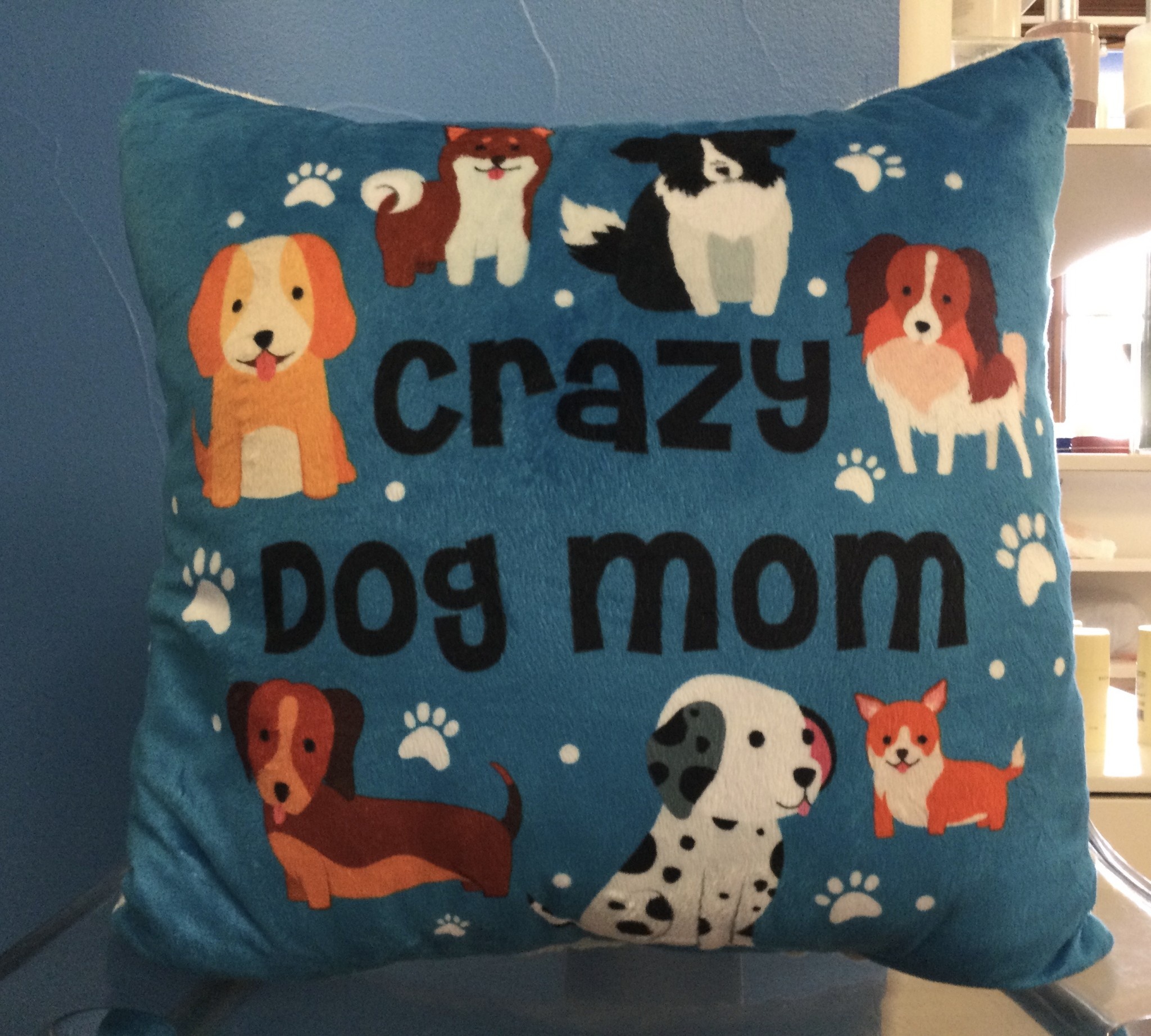 Snori Dori Designs Crazy Dog Mom Pillow