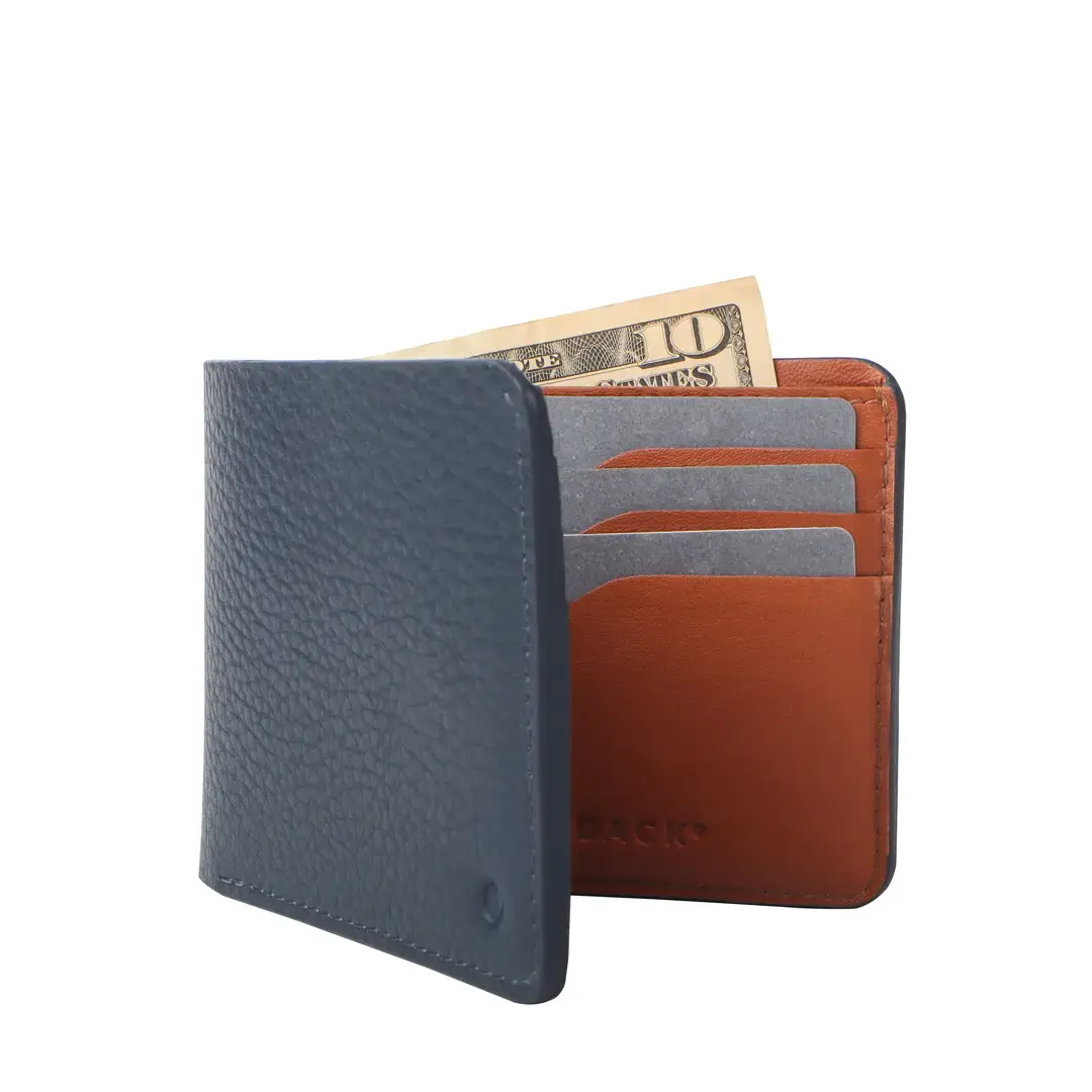 Mahe Tri Mahe Tri Bi-Fold Leather Wallet - Blue