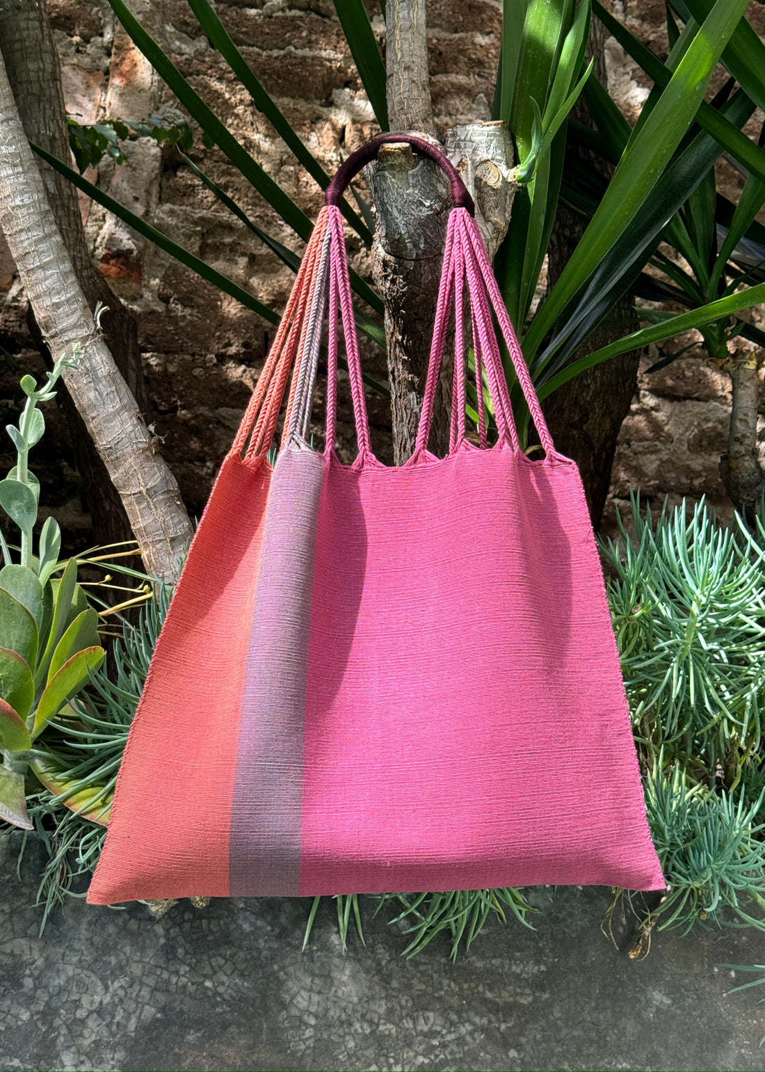 LUZ Collection LUZ Collection Rosa Palo de Rosa/Terracotta Las Rayas Tote