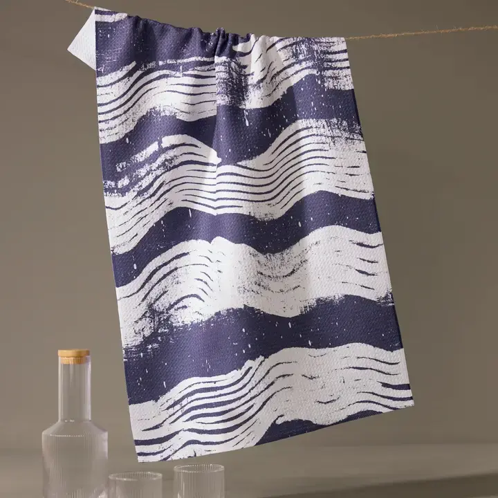 Geometry Geometry Brushline Navy Tea Towel