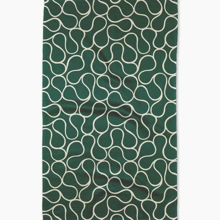 Geometry Geometry Green Loops Tea Towel