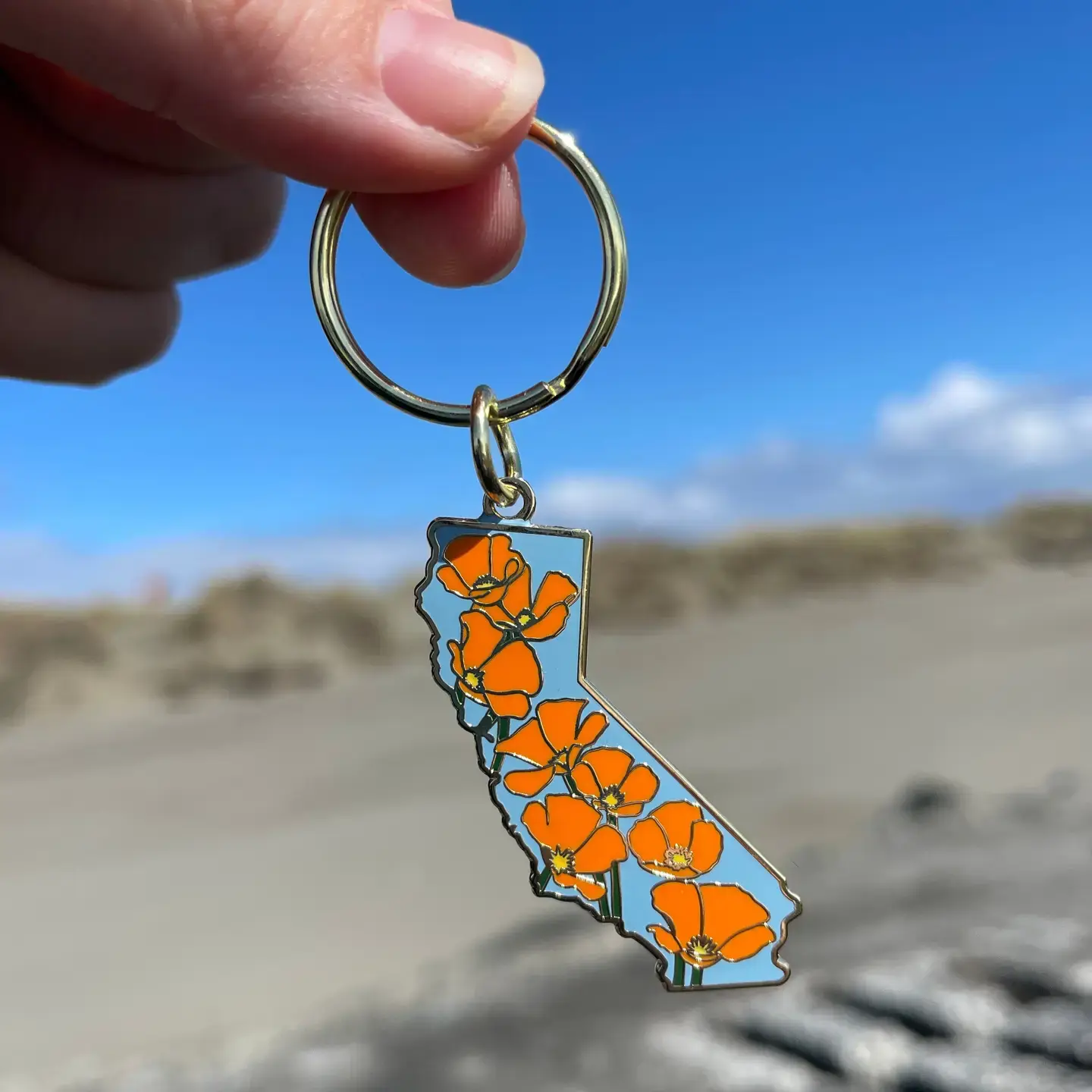 Coastal Haze Design Coastal Haze Design CA Poppy State Enamel Keychain
