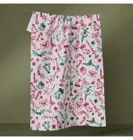 Geometry Geometry Holiday Doodles Tea Towel