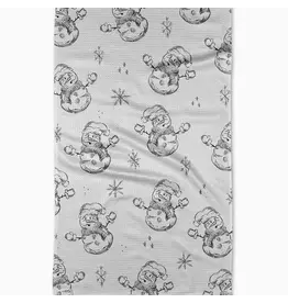 Geometry Geometry Snowmen Charcoal Tea Towel