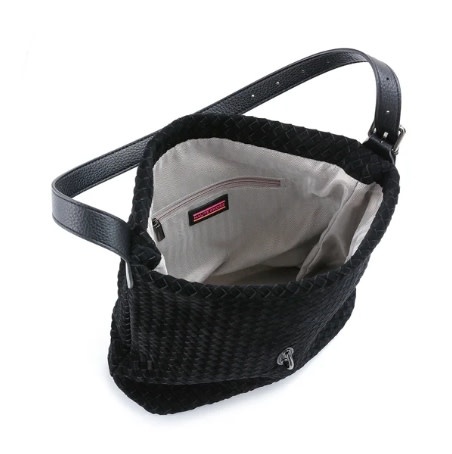 Haute Shore Haute Shore Sandy Black Woven Suede Shoulder Bag