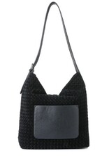 Haute Shore Haute Shore Sandy Black Woven Suede Shoulder Bag