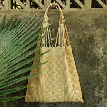 LUZ Collection LUZ Collection Embroidered Las Rayas Tote (gold/yellow)