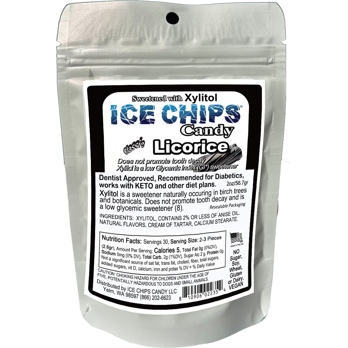 Ice Chips Candy Ice Chips Licorice 2oz Pouch