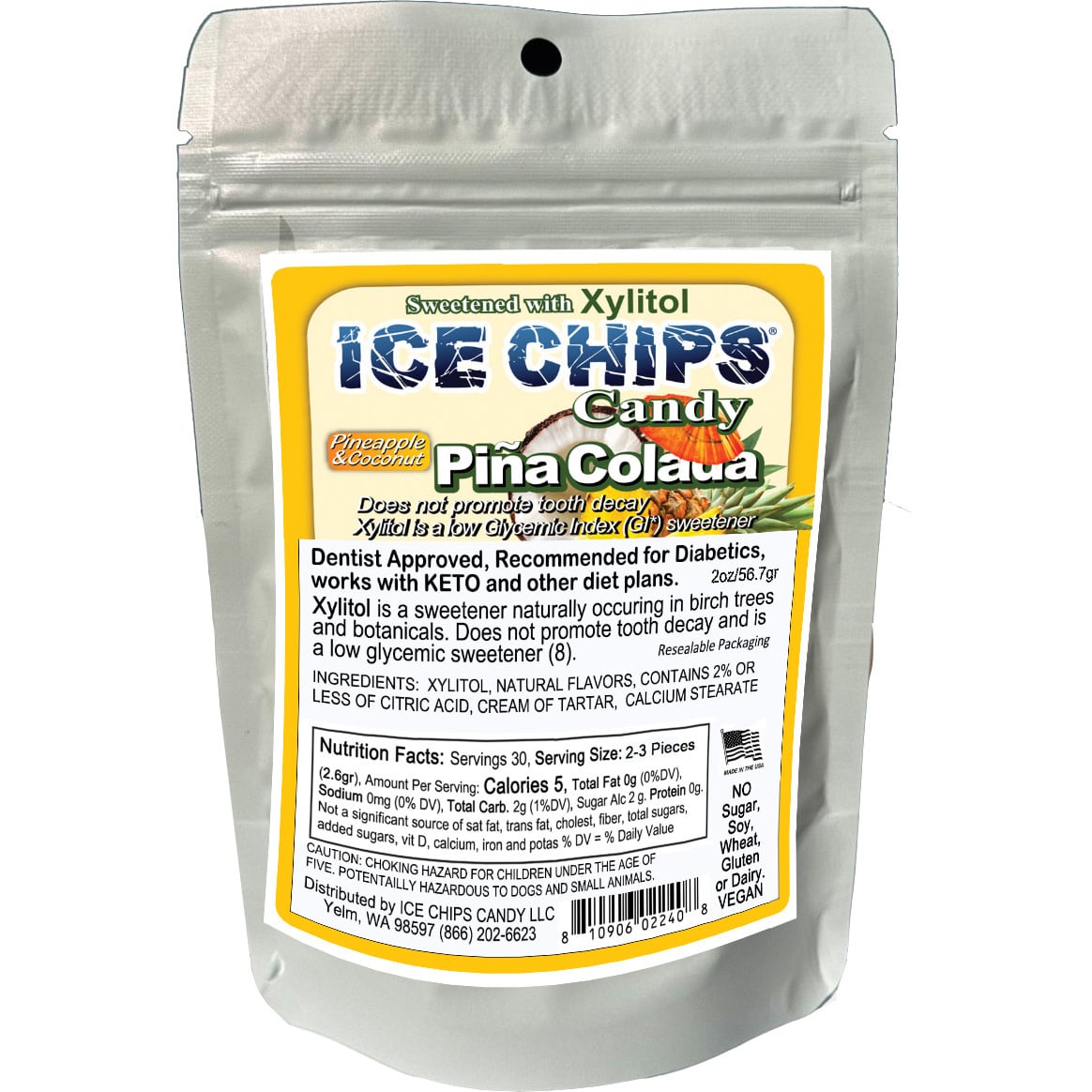 Ice Chips Candy Ice Chips Pina Colada 2oz Pouch