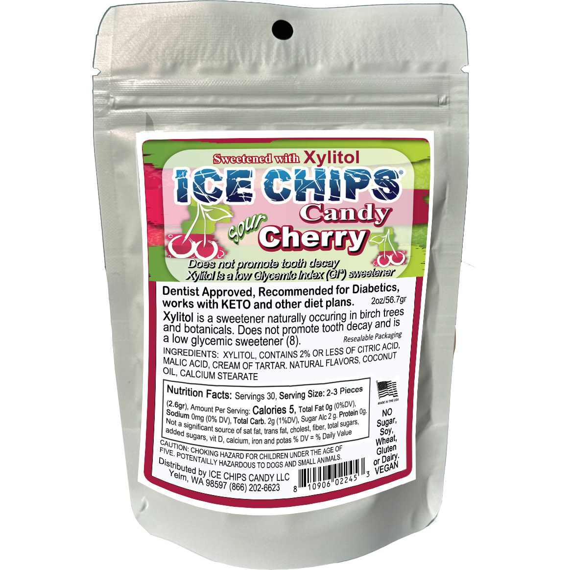 Ice Chips Candy Ice Chips Sour Cherry 2oz Pouch
