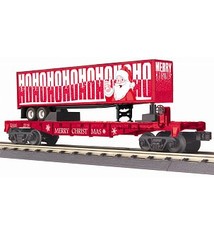 MTH - RailKing #30-76740, O-27 Flat Car w/40' Trailer, Christmas 2018