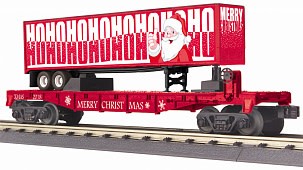 MTH - RailKing #30-76740, O-27 Flat Car w/40' Trailer, Christmas 2018