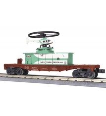 MTH - RailKing Operating Helicopter Flatcar - 3-Rail - Ready to Run - RailKing(R) -- New York Central #753015 (Boxcar Red, Jade Green, white)