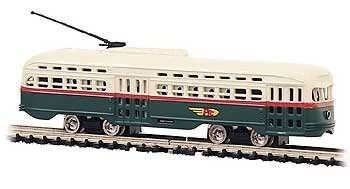 BAC #62995, Bachmann N Scale PCC Trolley, PTC/Green/Cream