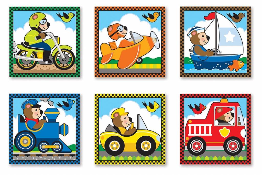 Melissa & Doug Wooden Cube Puzzle Vehicles