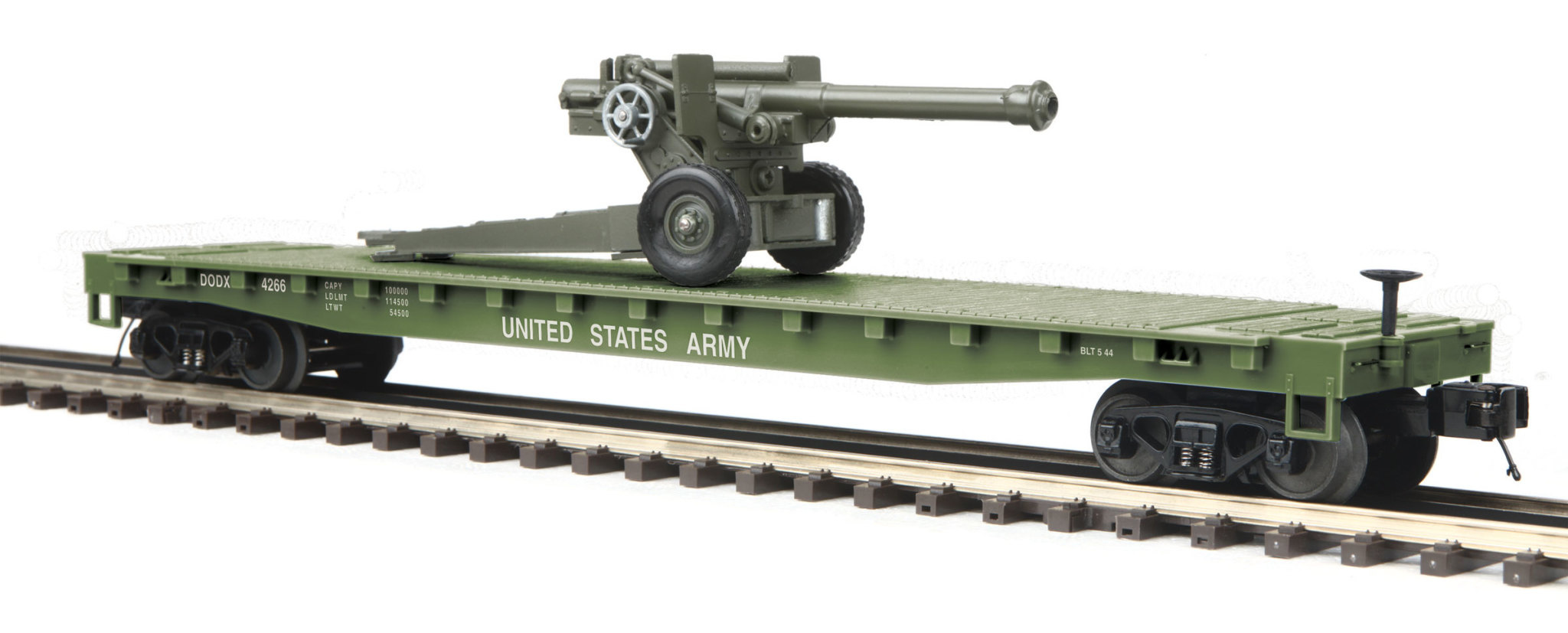 MTH RailKing 3076771 U.S. Army Flat Car w(1) 105mm Howitzer