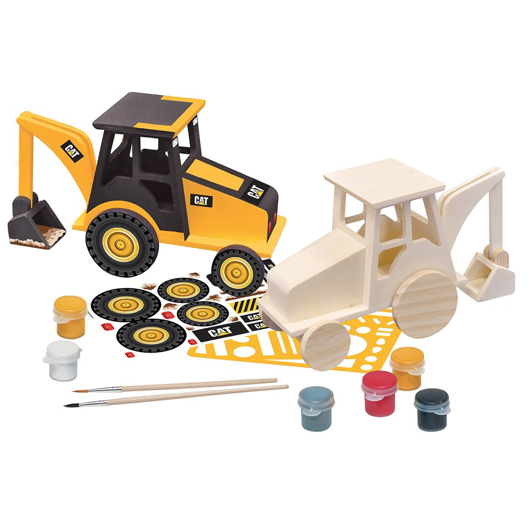 Dr Toys CAT BACKHOE LICENSED WOOD PAINT KIT