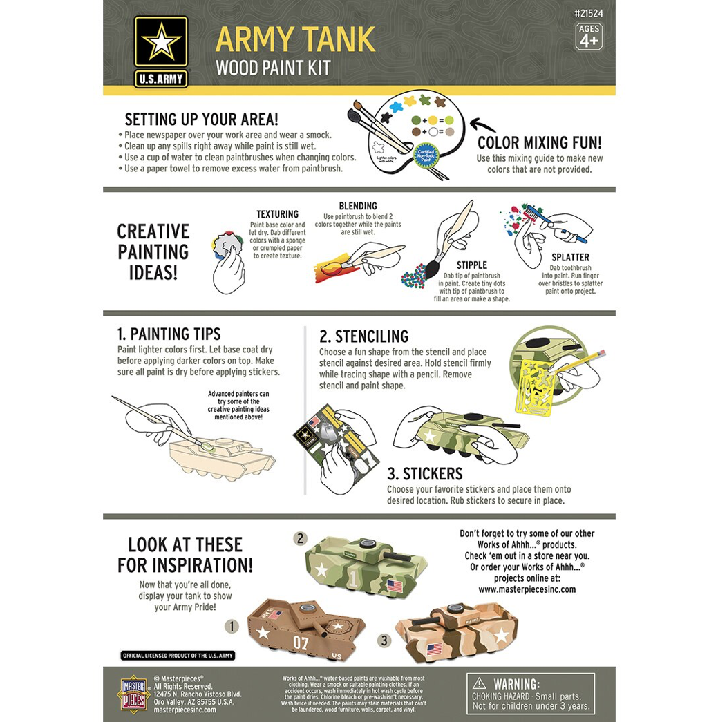 Dr Toys U.S. ARMY TANK LICENSED WOOD PAINT KIT