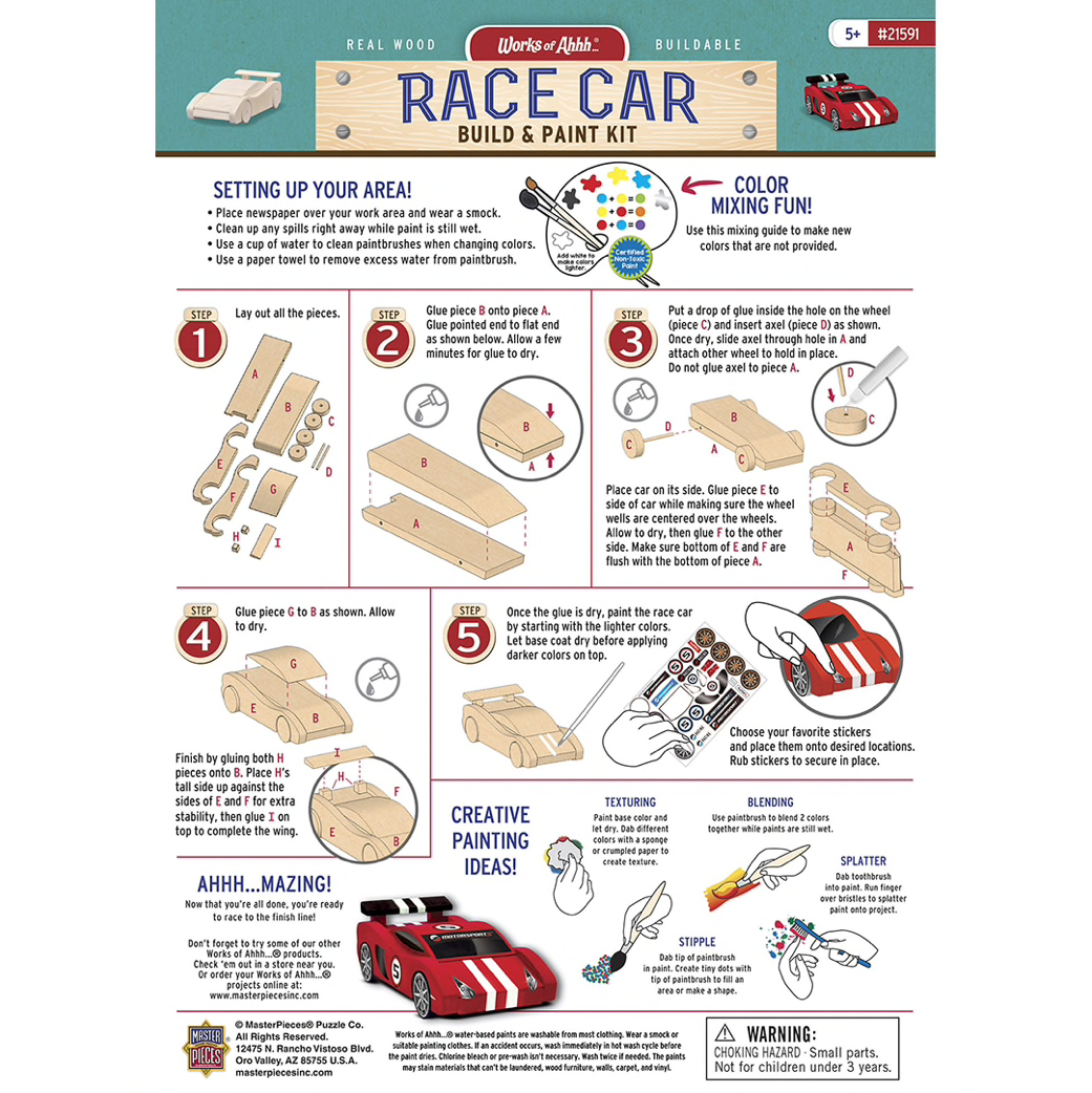 Works of Ahhh RACE CAR BUILDABLE WOOD PAINT KIT