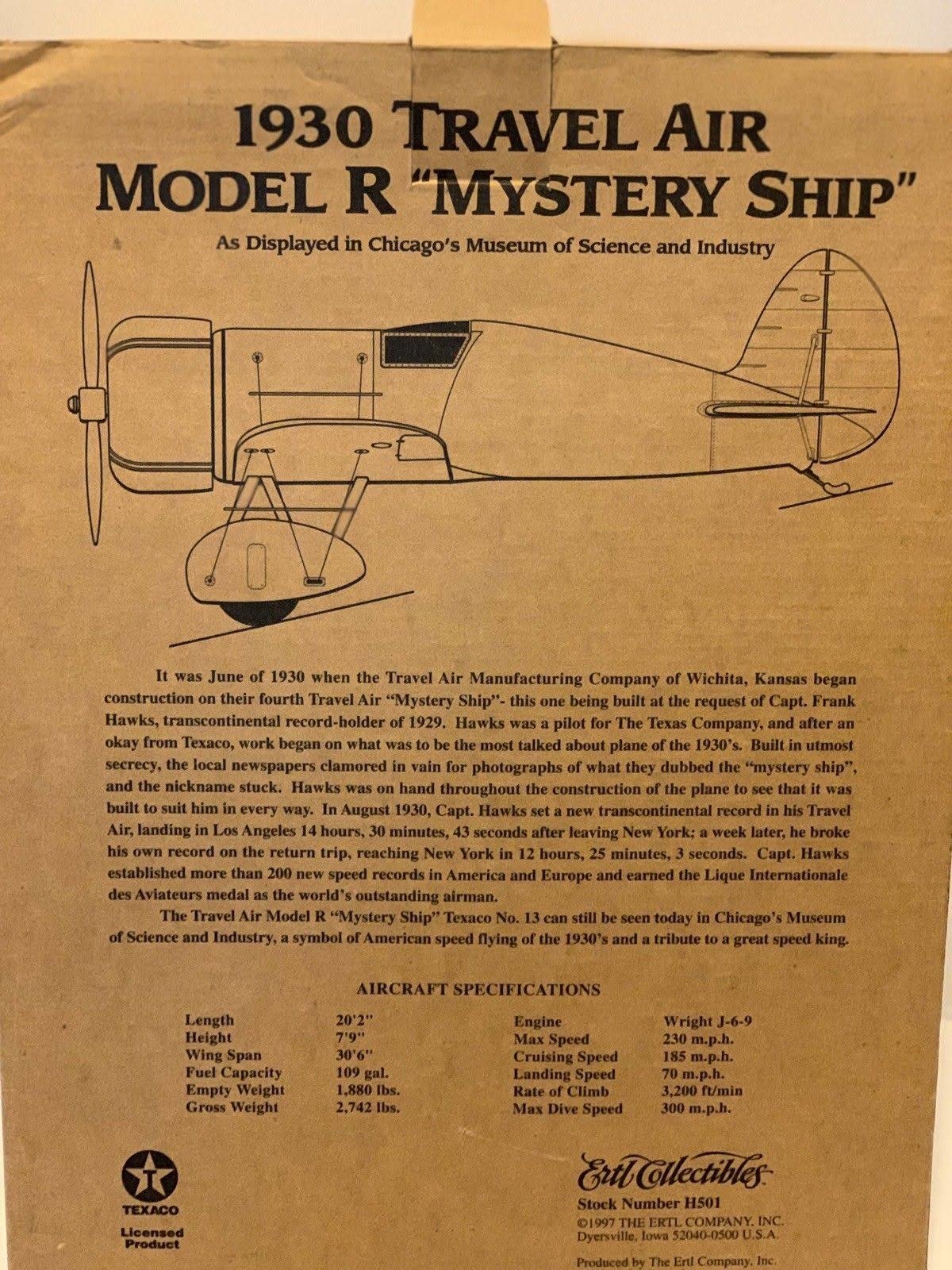 Ertl Wings of Texaco 1930 Travel Air Model R "Mystery Ship"