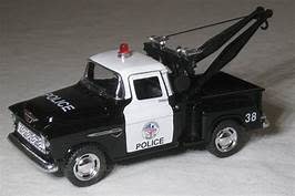 Kinsmart VE-STEPO, Diecast 1955 Chevy Police Pickup, 1:32 Scale