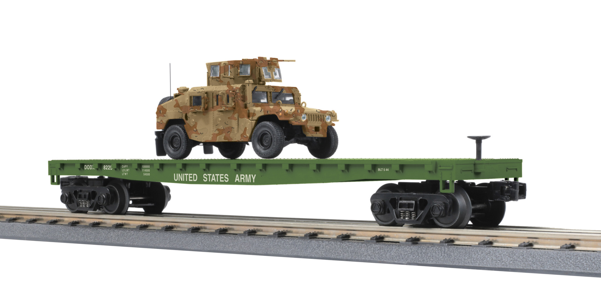 MTH - RailKing O US Army Flatcar w/Humvee #8225 - 30-76835