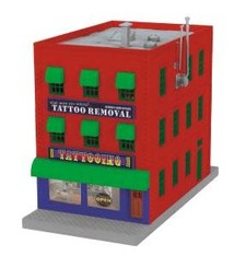 MTH - RailKing O What were you inking - Tattoo Removal 3-Story City Building