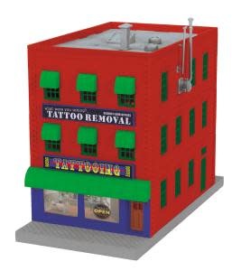 MTH - RailKing O What were you inking - Tattoo Removal 3-Story City Building