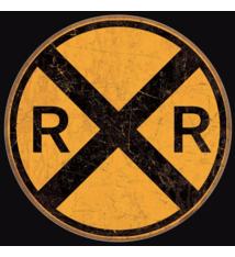 Desperate Enterprises Rail Road Crossing - Round - Tin