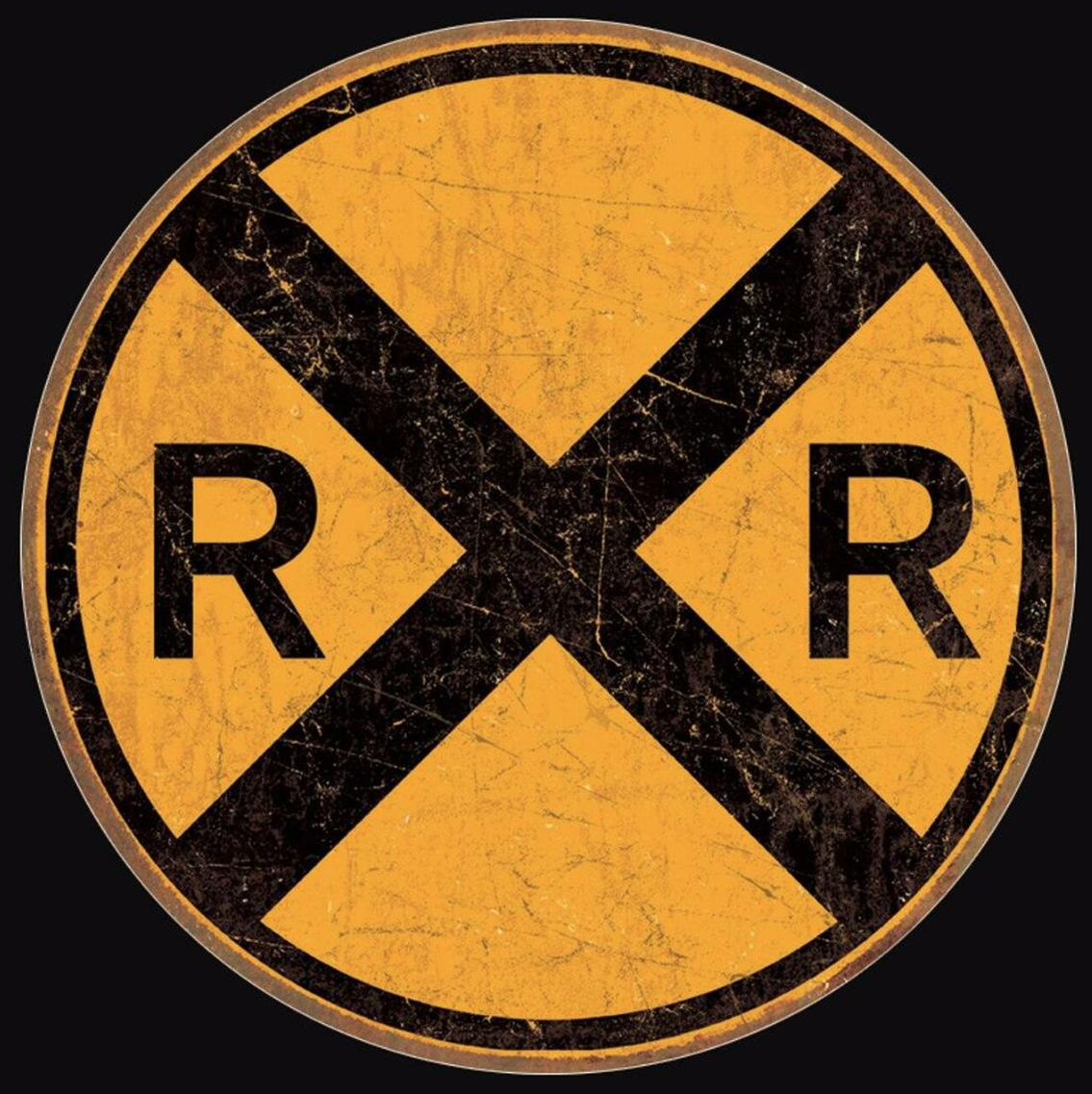 Desperate Enterprises Rail Road Crossing - Round - Tin