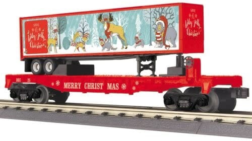 MTH - RailKing #30-76820, Christmas Flat Car with 40' Trailer
