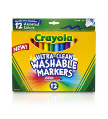 Crayola Crayola Broad Line Washable Markers-Assorted Colors 12/Pkg