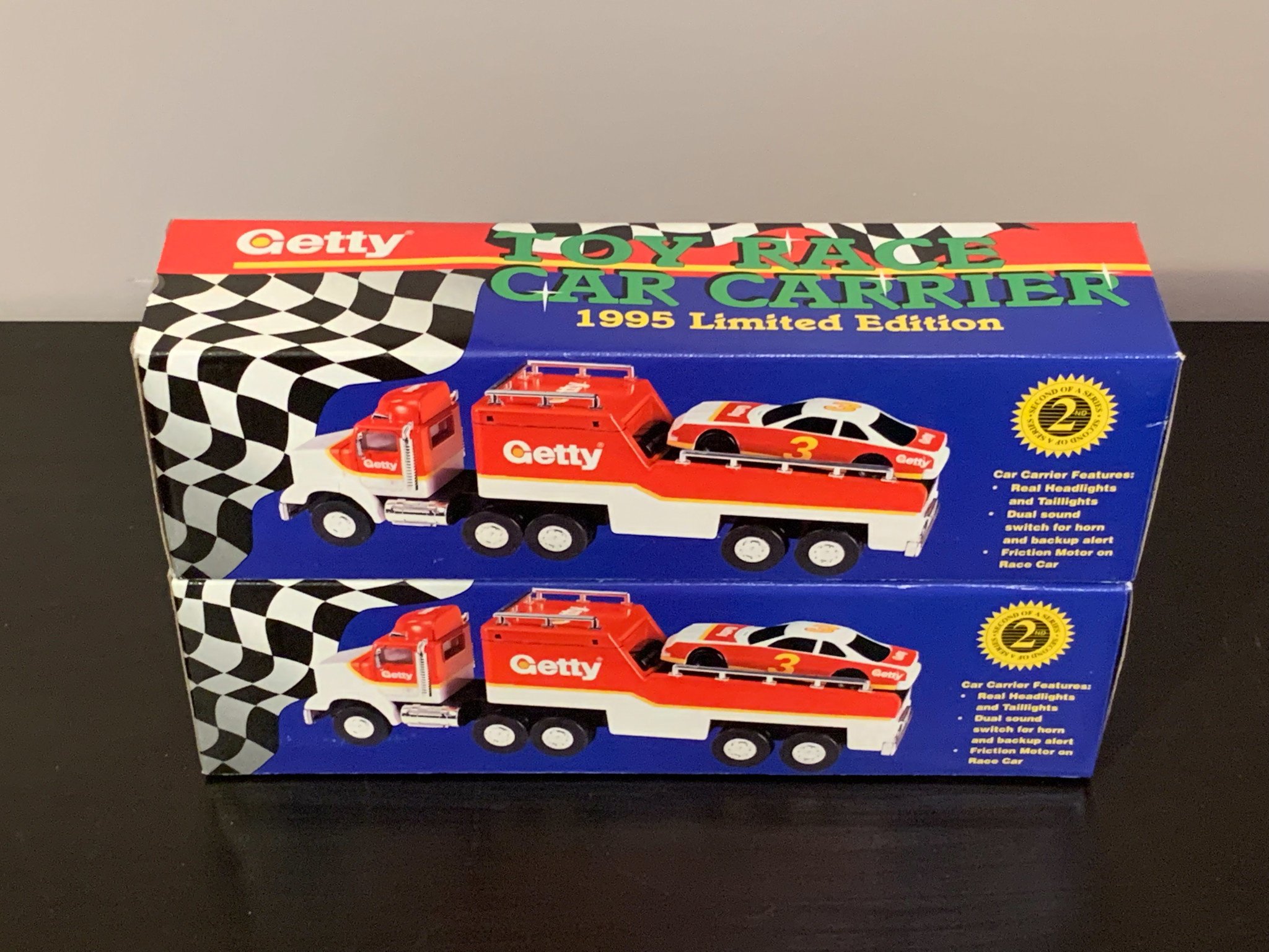 1995 Limited Edition Getty Toy Race Car Carrier