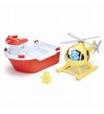 Green Toys Rescue Boat & Helicopter