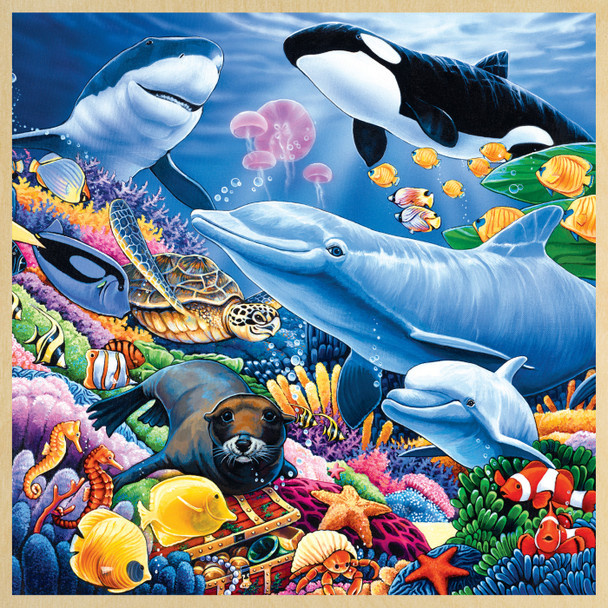Masterpiece Wood Fun Facts - Undersea Friends 48pc Wood Puzzle