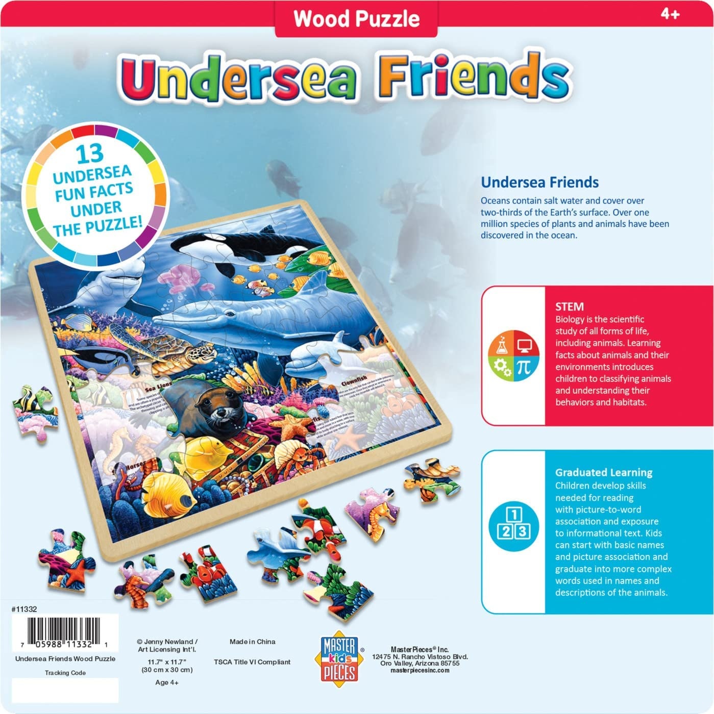 Masterpiece Wood Fun Facts - Undersea Friends 48pc Wood Puzzle