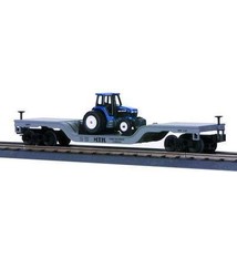 MTH - RailKing 307611	 - 	FLAT W/2 CONSTRUCTION TRACTORS