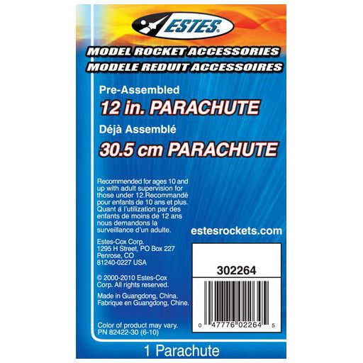 ESTES 2264	 - 	ROCKET 12 Inch, PRINTED PARACHUTE