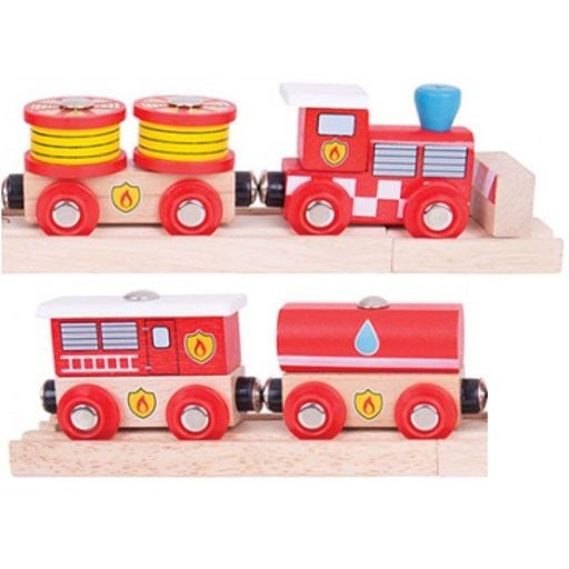 Big Jig Toys FIRE & RESCUE WOODEN TRAIN