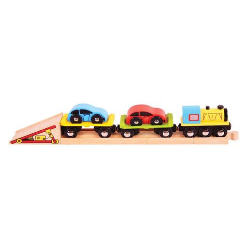 Big Jig Toys CAR LOADER WOODEN TRAIN SET